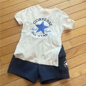 Converse White Tee and Navy Shorts Set